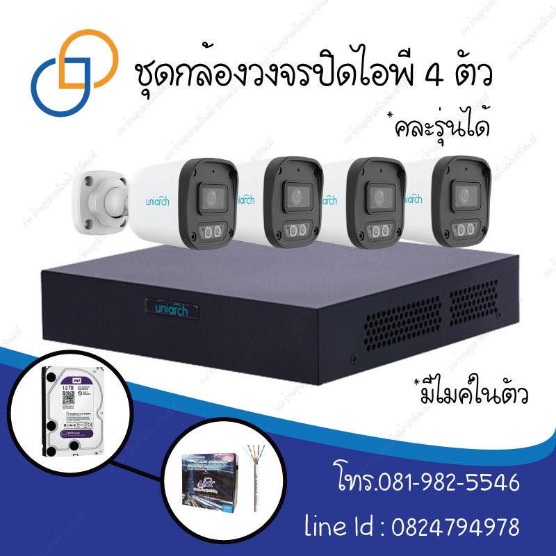 ชุดกล้องวงจรปิดไอพี 4 ตัว พร้อมบันทึกเสียง